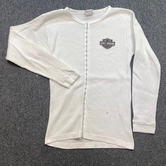 Harley-Davidson Tops - Harley Davidson Hook Eye Thermal Sz L Womens White Biker Grunge Ft Lauderdale FL